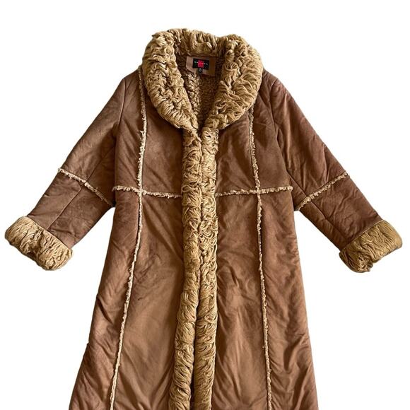 Gallery Women’s Vintage Penny Lane Fur Sherpa Lined Long Brown Maxi Coat Sz XL - Picture 2 of 16